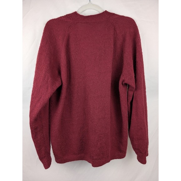 Vtg Womens Wool Cable Knit Cardigan Burgundy V Neck Button Long Sleeve Preppy - Picture 8 of 10